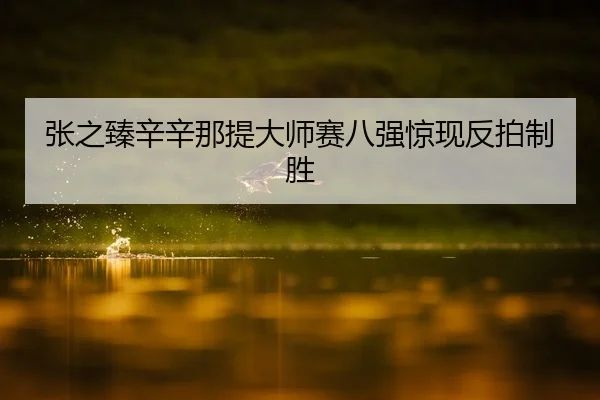 张之臻辛辛那提大师赛八强惊现反拍制胜